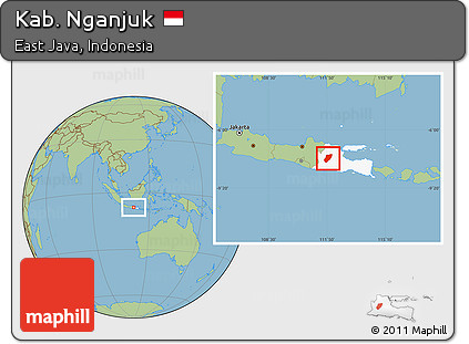 Savanna Style Location Map of Kab. Nganjuk, highlighted parent region