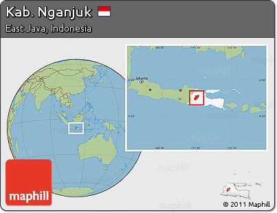 Savanna Style Location Map of Kab. Nganjuk, highlighted parent region