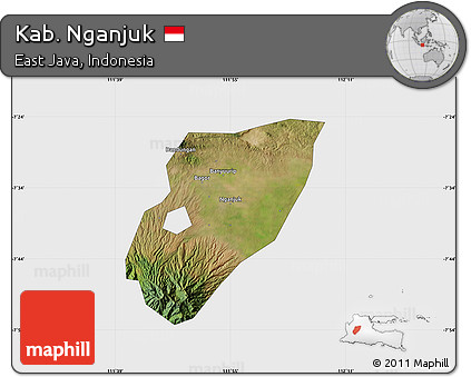 Satellite Map of Kab. Nganjuk, single color outside