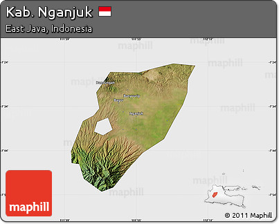 Satellite Map of Kab. Nganjuk, single color outside