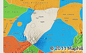 Shaded Relief Map of Kab. Nganjuk, political outside