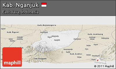 Classic Style Panoramic Map of Kab. Nganjuk