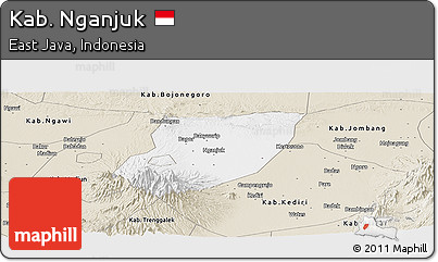 Classic Style Panoramic Map of Kab. Nganjuk