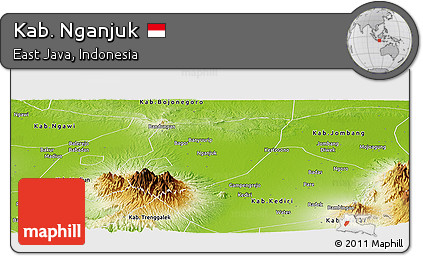 Physical Panoramic Map of Kab. Nganjuk