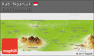Physical Panoramic Map of Kab. Nganjuk