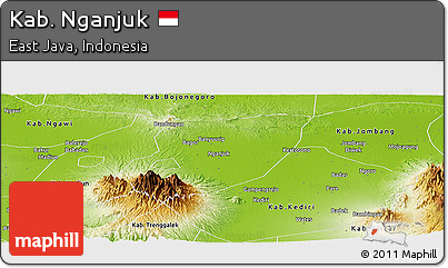 Physical Panoramic Map of Kab. Nganjuk