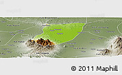 Physical Panoramic Map of Kab. Nganjuk, semi-desaturated