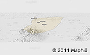 Shaded Relief Panoramic Map of Kab. Nganjuk, lighten, desaturated