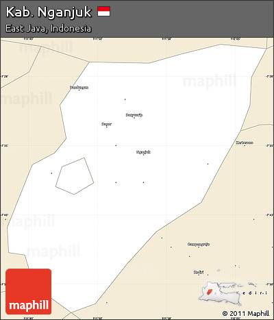 Classic Style Simple Map of Kab. Nganjuk
