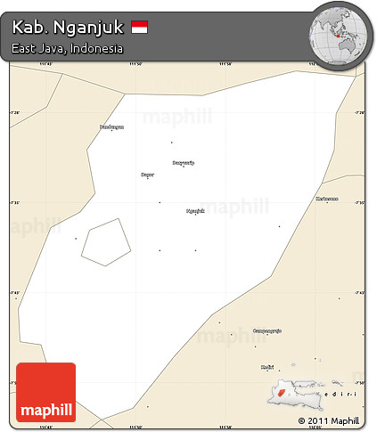 Classic Style Simple Map of Kab. Nganjuk