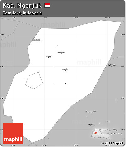 Gray Simple Map of Kab. Nganjuk