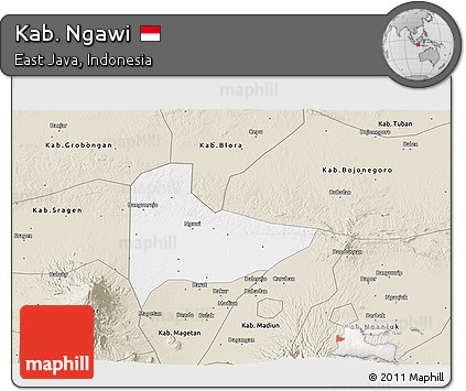 Classic Style 3D Map of Kab. Ngawi