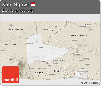 Classic Style 3D Map of Kab. Ngawi