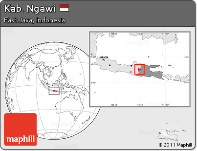 Blank Location Map of Kab. Ngawi, highlighted country, highlighted parent region
