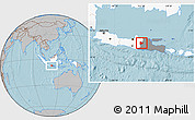 Gray Location Map of Kab. Ngawi, highlighted country, highlighted parent region, hill shading