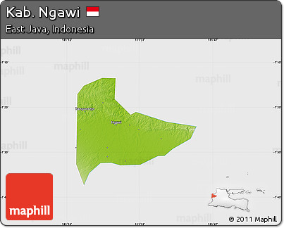 Physical Map of Kab. Ngawi, single color outside