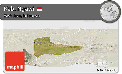Satellite Panoramic Map of Kab. Ngawi, lighten