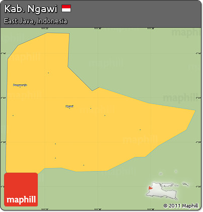 Savanna Style Simple Map of Kab. Ngawi, single color outside