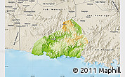 Physical Map of Kab. Pacitan, shaded relief outside
