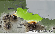 Physical 3D Map of Kab. Pasuruan, darken, semi-desaturated