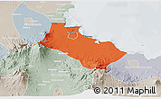 Political 3D Map of Kab. Pasuruan, lighten, semi-desaturated