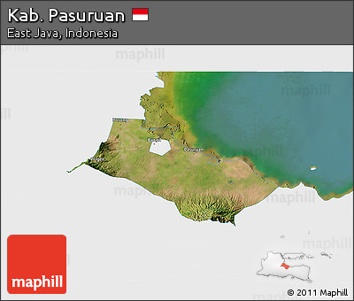 Satellite 3D Map of Kab. Pasuruan, single color outside