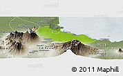 Physical Panoramic Map of Kab. Pasuruan, semi-desaturated