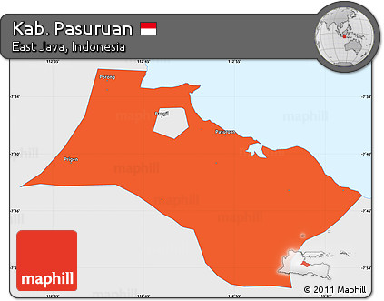 Political Simple Map of Kab. Pasuruan, single color outside
