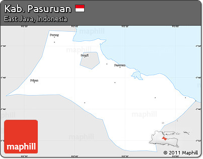 Silver Style Simple Map of Kab. Pasuruan, single color outside