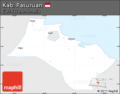 Silver Style Simple Map of Kab. Pasuruan, single color outside