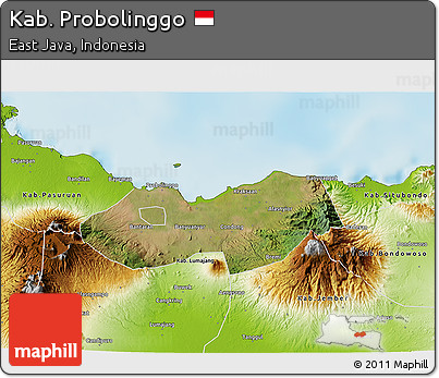 Satellite 3D Map of Kab. Probolinggo, physical outside
