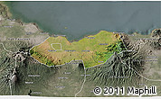 Satellite 3D Map of Kab. Probolinggo, semi-desaturated
