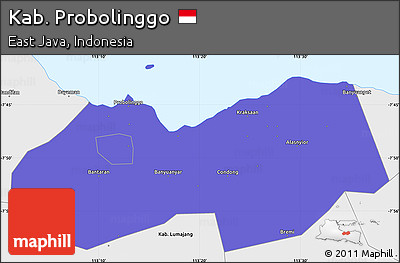 Political Simple Map of Kab. Probolinggo, single color outside, borders and labels