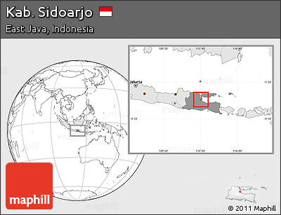 Blank Location Map of Kab. Sidoarjo, highlighted country, highlighted parent region