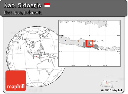 Blank Location Map of Kab. Sidoarjo, highlighted country, highlighted parent region