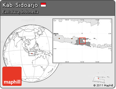 Blank Location Map of Kab. Sidoarjo, highlighted country, highlighted parent region