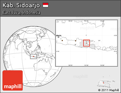 Blank Location Map of Kab. Sidoarjo, highlighted parent region
