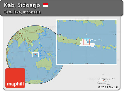 Savanna Style Location Map of Kab. Sidoarjo, highlighted parent region