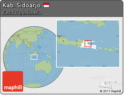 Savanna Style Location Map of Kab. Sidoarjo, highlighted parent region