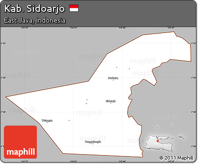 Gray Simple Map of Kab. Sidoarjo, cropped outside
