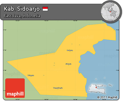Savanna Style Simple Map of Kab. Sidoarjo, single color outside