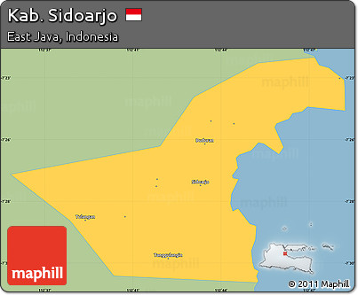 Savanna Style Simple Map of Kab. Sidoarjo, single color outside