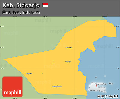 Savanna Style Simple Map of Kab. Sidoarjo, single color outside