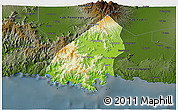 Physical 3D Map of Kab. Trenggalek, darken