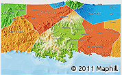 Physical 3D Map of Kab. Trenggalek, political outside
