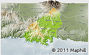 Physical 3D Map of Kab. Trenggalek, semi-desaturated