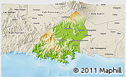 Physical 3D Map of Kab. Trenggalek, shaded relief outside