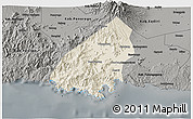 Shaded Relief 3D Map of Kab. Trenggalek, darken, semi-desaturated