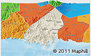 Shaded Relief 3D Map of Kab. Trenggalek, political outside