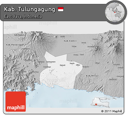 Gray 3D Map of Kab. Tulungagung